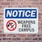 Signmission Weapon Free Campus OSHA Notice Sign, Plastic, 10in W x 7in L, 2PK OS-2PACK-NS-P-710-L-16886 - alternate 4